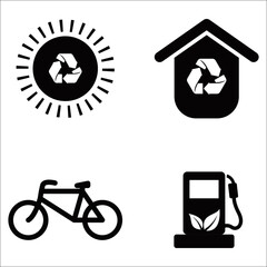 Icons representing eco friendly lifestyle and resources