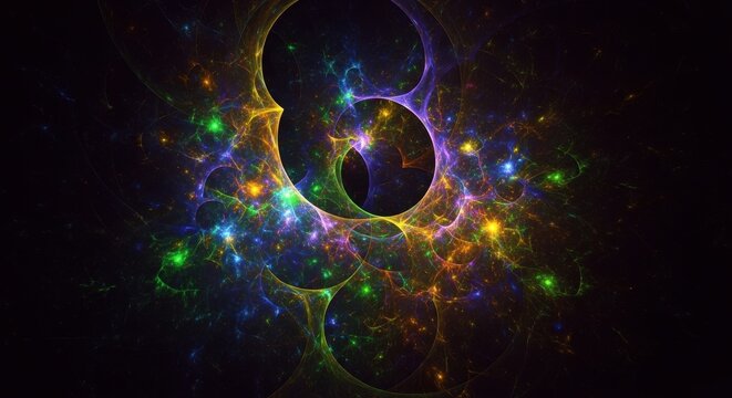 Energetic burst of colors and light in a fractal structure illustration