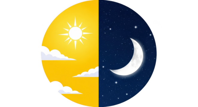 Sun and moon symbolizing day and night cycle celestial contrast