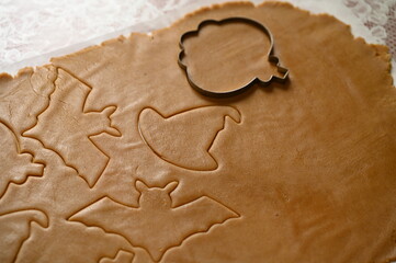 
Honey gingerbread cookies preparation for Halloween
