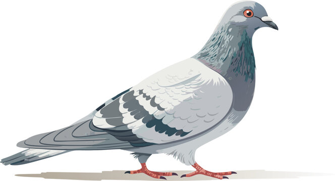 Realistic Pigeon Vector Illustration on White Background