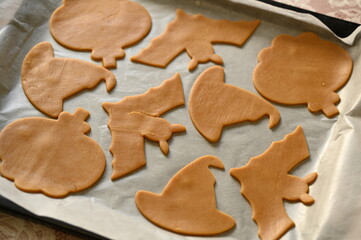
Honey gingerbread cookies preparation for Halloween