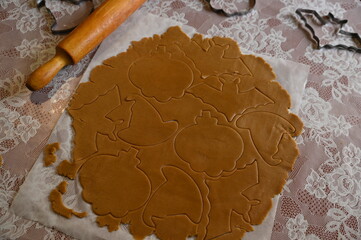 
Honey gingerbread cookies preparation for Halloween
