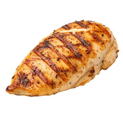 A perfectly grilled chicken breast with distinct grill marks, isolated on a transparent background