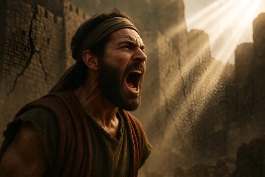Joshua Shouts and Jericho Falls,  A City Reduced to Dust by the Echo of Faith
