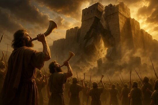 Joshua Shouts and Jericho Falls,  A City Reduced to Dust by the Echo of Faith