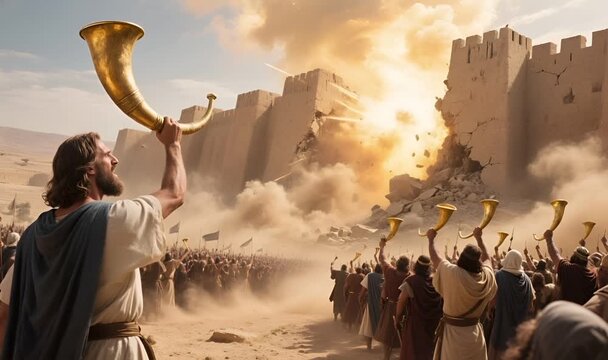 Joshua Shouts and Jericho Falls,  A City Reduced to Dust by the Echo of Faith