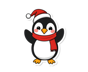 Obraz premium penguin santa claus
