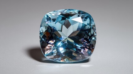 Fototapeta premium Sparkling Blue Gemstone Isolated on Gray Background