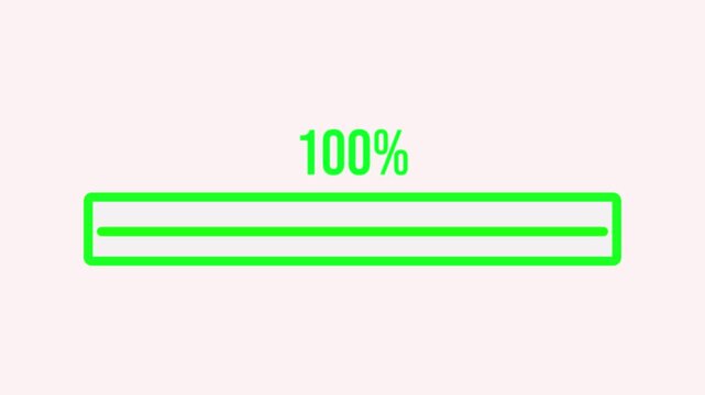 Set of loading bar animation with various updating .Loading bar and percentage Futuristic progress loading bar 0-100 percent .4K animaton green