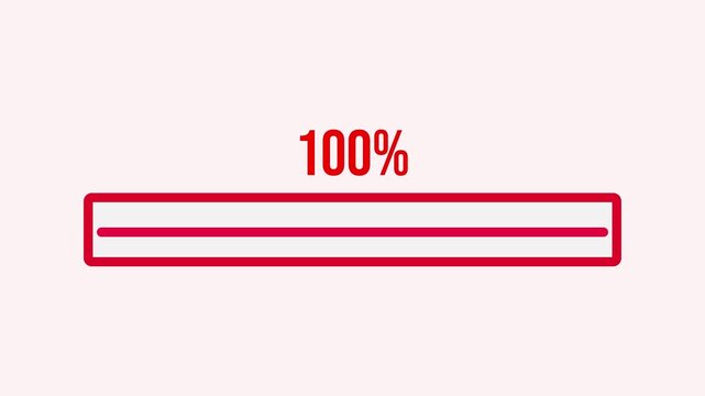 Set of loading bar animation with various updating .Loading bar and percentage Futuristic progress loading bar 0-100 percent .4K animaton red & whitebg