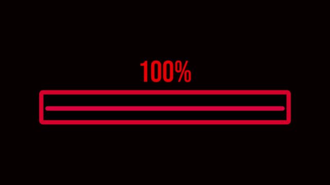 Set of loading bar animation with various updating .Loading bar and percentage Futuristic progress loading bar 0-100 percent .4K animaton red