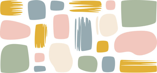 Abstract Organic Shapes And Brush Strokes In Muted Colors background beige