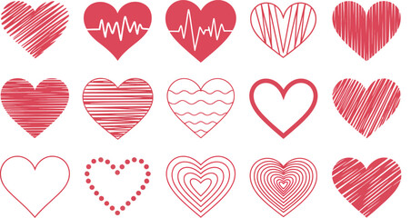 Collection of Red Hearts with Various Designs and Patterns love romance