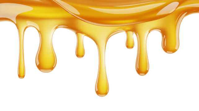 Viscous golden honey drips elegantly, a sweet liquid delight