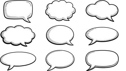 Abstract Black Line Art Drawings of Scribbles, Spirals, and Geometric Shapes 