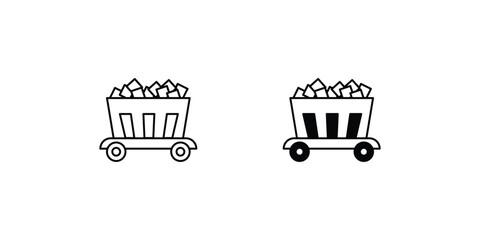 Mining Cart set icon with white background vector stock illustration
