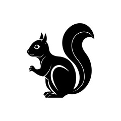 Stylized black silhouette of a squirrel on a white background
