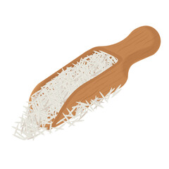 Vector Illustration Logo Clipart Long Grain Uncooked Basmati rice on a Wooden Scoop