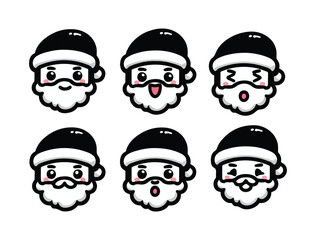 Cute Santa Claus Character Icon Set &ndash; Chibi Christmas Vector Pack