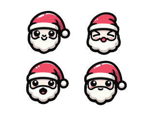 Cute Santa Claus Character Icon Set &ndash; Chibi Christmas Vector Pack