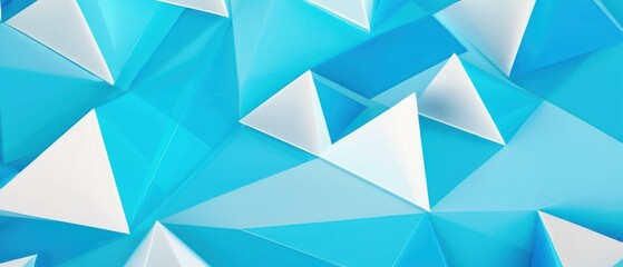 Fototapeta premium Abstract 3D Low Poly Background. Geometric Blue and White Polygonal Surface for Technology and Data.