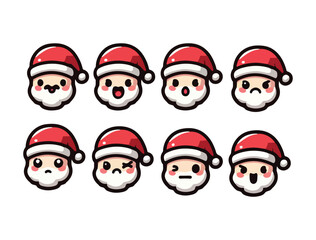 Cute Santa Claus Character Icon Set – Chibi Christmas Vector Pack
