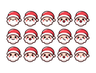 Cute Santa Claus Character Icon Set – Chibi Christmas Vector Pack