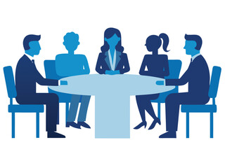 Business meeting at table silhouette on a white background