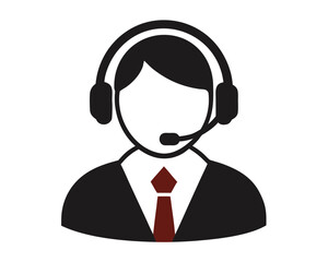 Professional call center agent with headset in a clear silhouette style