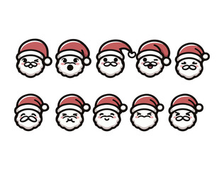 Cute Santa Claus Character Icon Set – Chibi Christmas Vector Pack