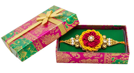 Elegant Rakhi in a Decorative Box Symbolic of the Raksha Bandhan Festival
