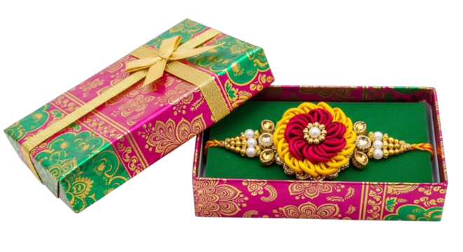 Elegant Rakhi in a Decorative Box Symbolic of the Raksha Bandhan Festival
