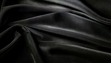 Smooth black velvet textile with elegant draping folds