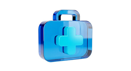 Red first aid kit bag or case with a white cross symbol for medical emergency health care equipment icon illustration