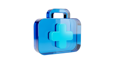 Red first aid kit bag or case with a white cross symbol for medical emergency health care equipment icon illustration