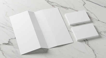 Blank Trifold Brochure and Business Cards Mockup.