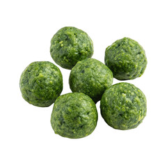 Six green falafel balls isolated on transparent background