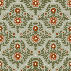 Vintage Floral Trellis Repeat Pattern