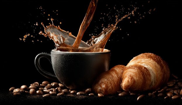 Coffee Splash with Croissant