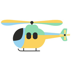 Cute colorful helicopter with simple shape, great for kids illustration, air travel icons, aviation themes, or transport posters.
