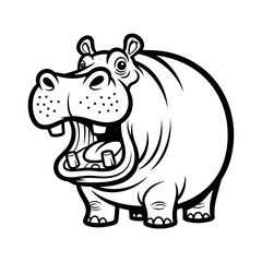 Fototapeta premium Cartoon hippo with open mouth and playful expression 