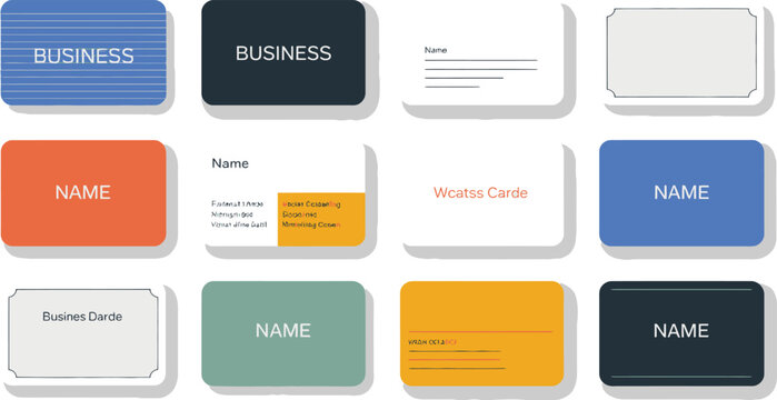Colorful Assortment of Business Cards Displaying Company Names and Contact Information for Professional Networking