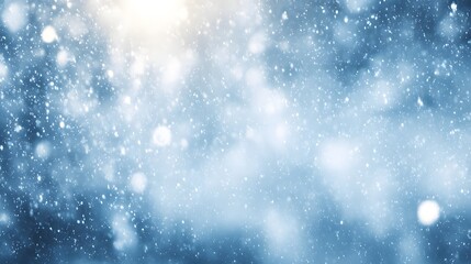 Obraz premium precipitation. Softly falling snowflakes in a winter scene with a cool blue atmospheric glow. travel magazines, destination branding, designed for outdoor magazines and nature guides.