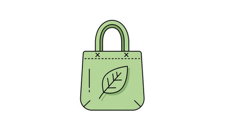 Eco bag with leaf icon for sustainable shopping, zero waste lifestyle, and environmental awareness