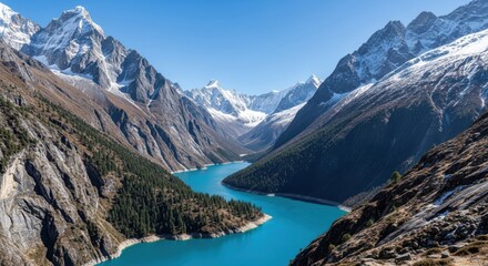 Turquoise Serenity: A Breathtaking Alpine Lake Surrounded by Majestic Peaks