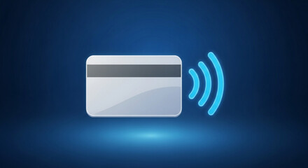 A contactless payment card with glowing waves, illustrating the convenience and security of modern digital transactions and financial technology