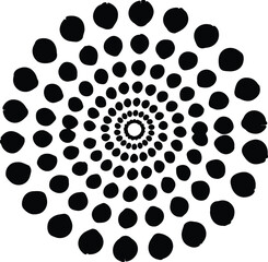 Vector abstract circular dot pattern halftone mandala silhouette illustration