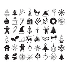 100 Hand Drawn Holiday Doodle Elements