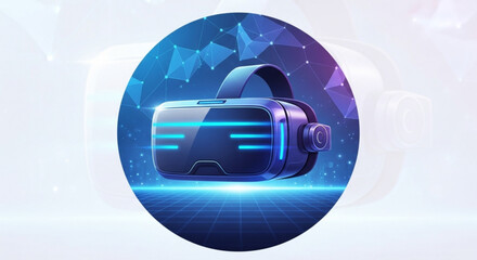 A futuristic vr headset with glowing blue accents for immersive virtual reality experiences and cuttingedge gaming technology
